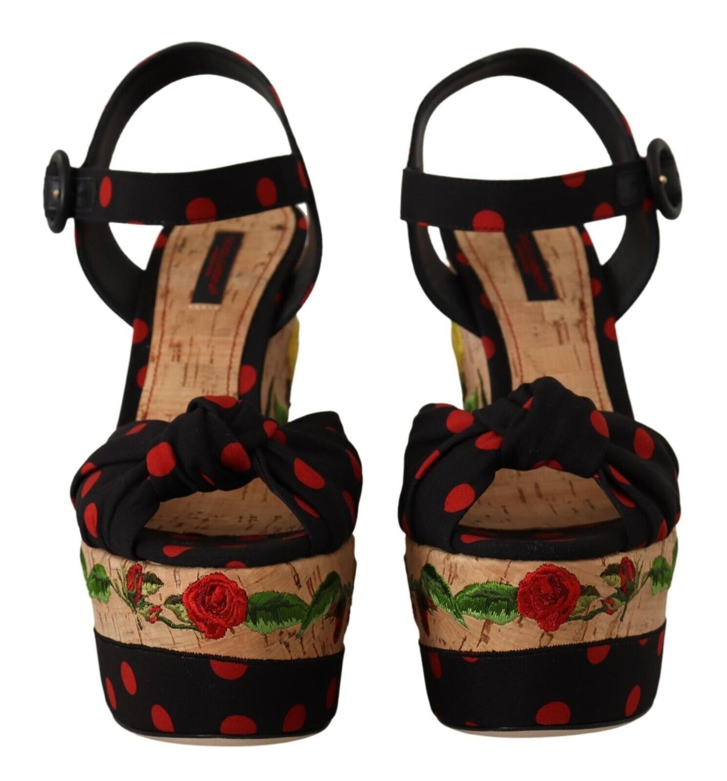 Mehrfarbige Plateau-Wedges-Sandalen mit Charmeuse-Schuhen