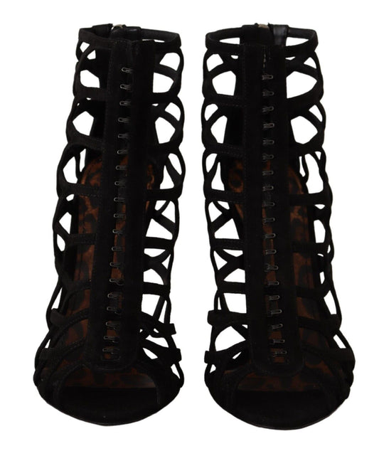Schwarze Wildleder Stiletto Heels Bette Sandalen Schuhe