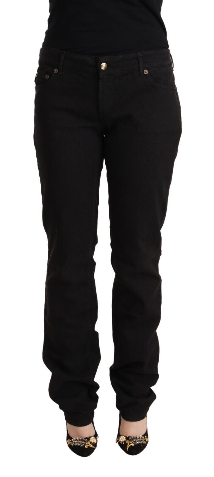 Schwarze Skinny Jeans aus Baumwolldenim mit mittlerer Taille