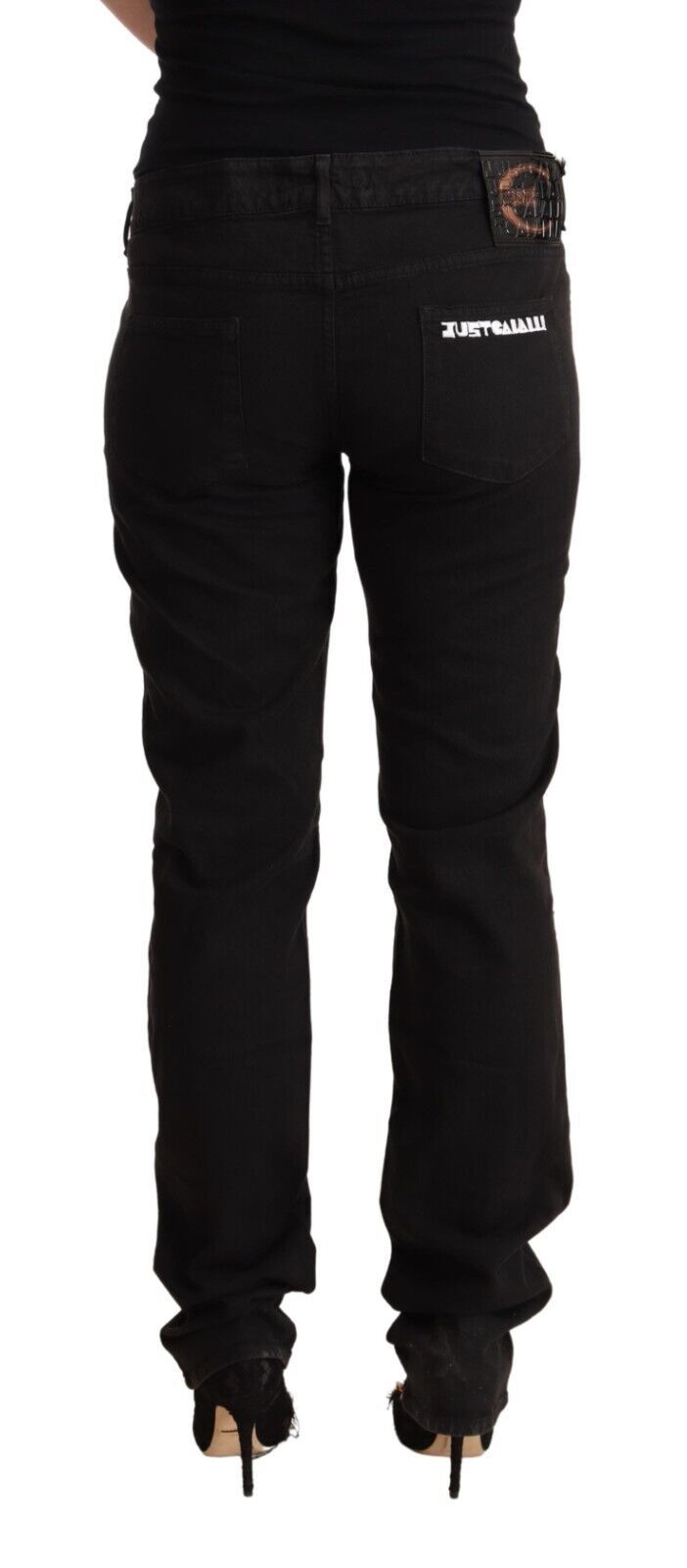 Schwarze Skinny Jeans aus Baumwolldenim mit mittlerer Taille