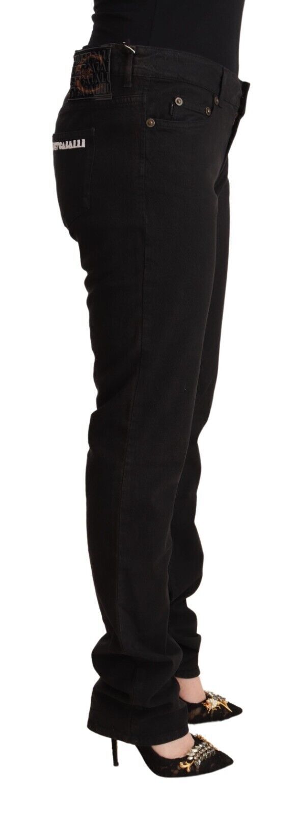 Schwarze Skinny Jeans aus Baumwolldenim mit mittlerer Taille