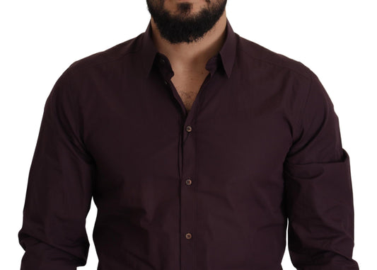Lila Slim Fit Hemd aus Baumwolle GOLD