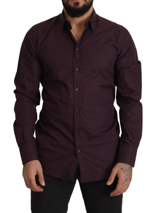 Lila Slim Fit Hemd aus Baumwolle GOLD
