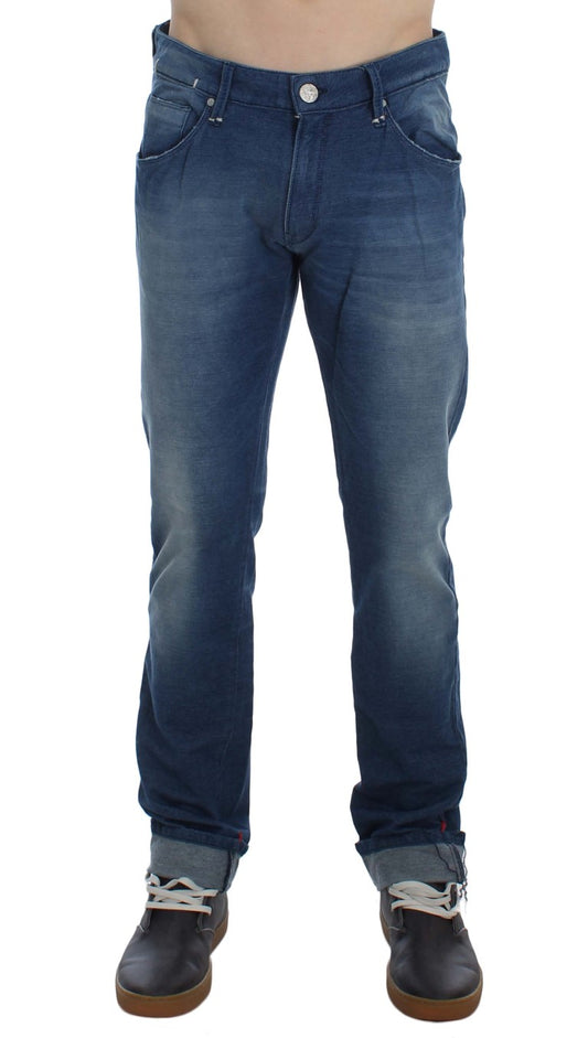 Slim Fit Jeans aus Baumwoll-Stretch in blauer Waschung