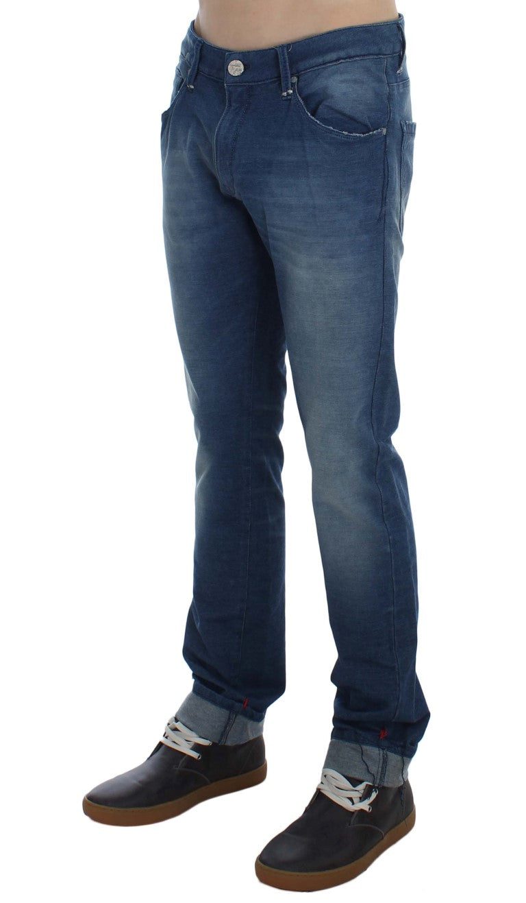 Slim Fit Jeans aus Baumwoll-Stretch in blauer Waschung