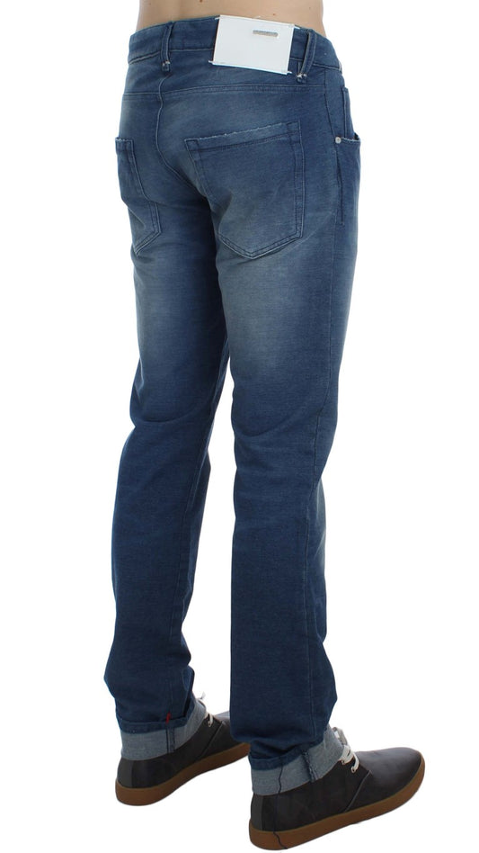 Slim Fit Jeans aus Baumwoll-Stretch in blauer Waschung