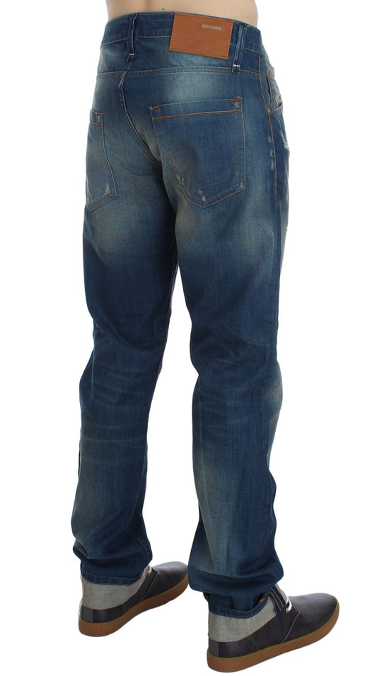 Blau verwaschene Jeans aus Baumwollstretch im Baggy-Fit