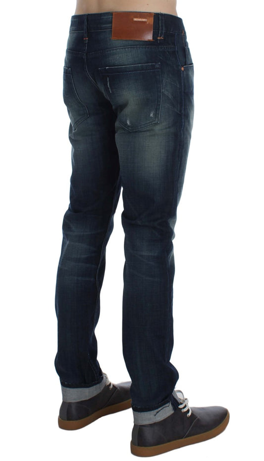 Slim Fit-Jeans aus Baumwolldenim in Blauwäsche