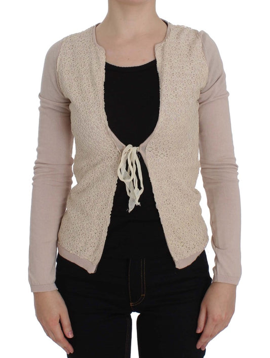 Rosa Wickelpullover mit Blumenspitze
