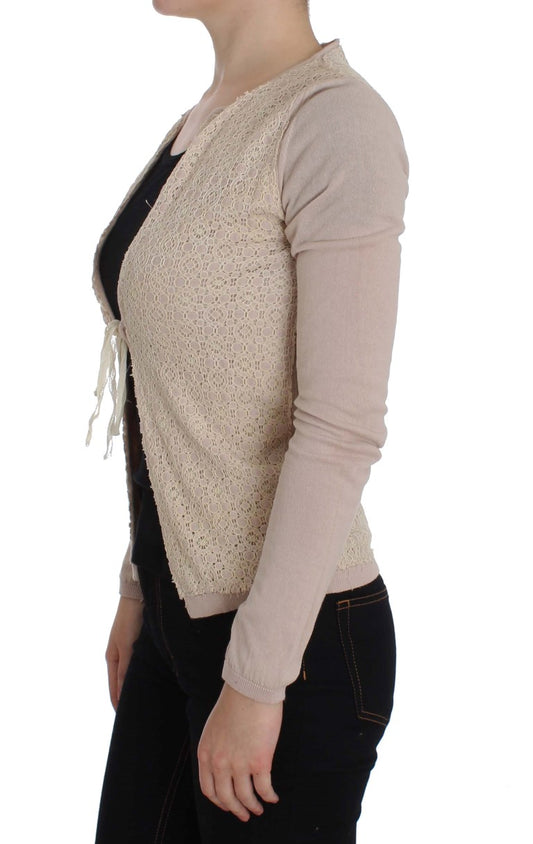 Rosa Wickelpullover mit Blumenspitze