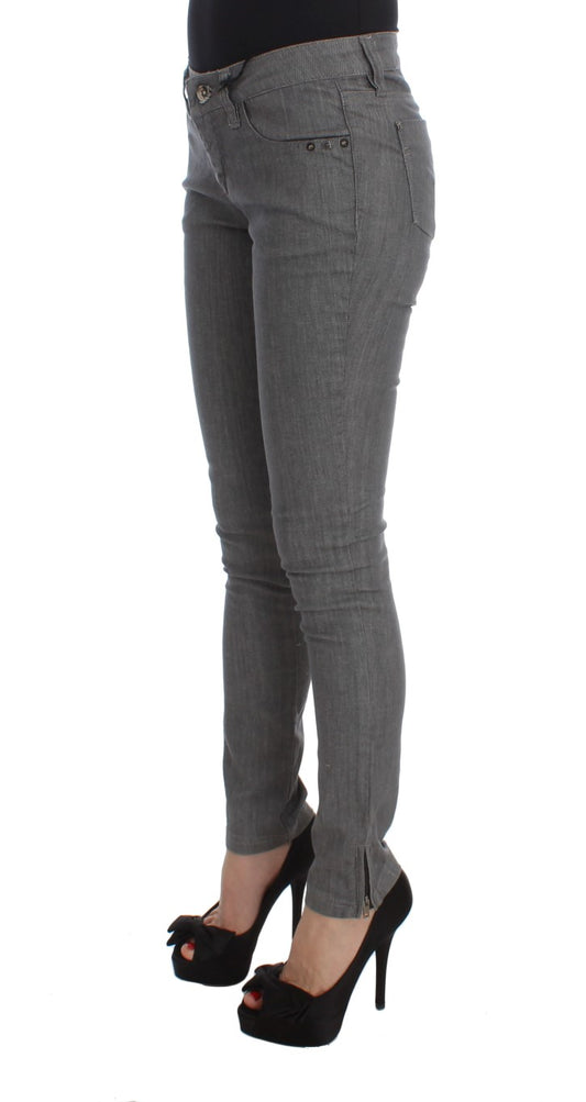 Gray Cotton Blend Slim Fit Jeans