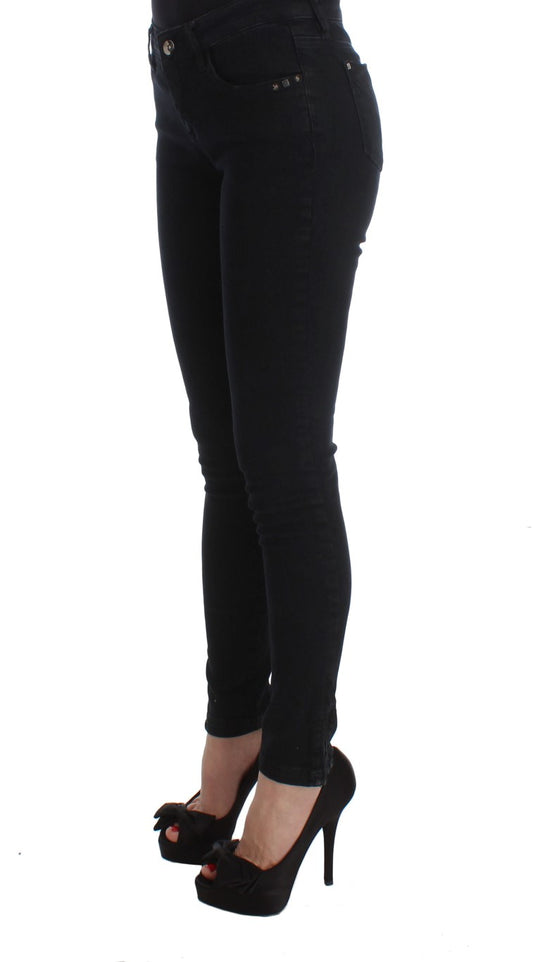 Schwarze Slim Fit-Jeans aus Baumwolle