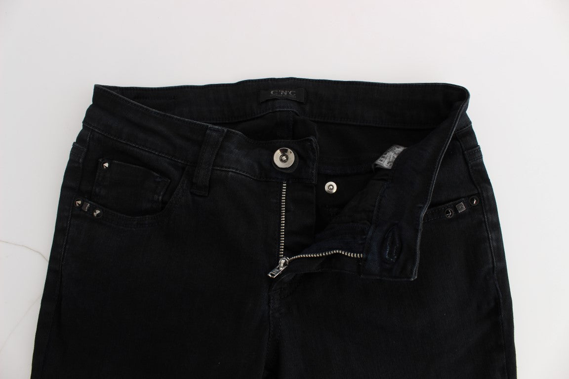 Schwarze Slim Fit-Jeans aus Baumwolle