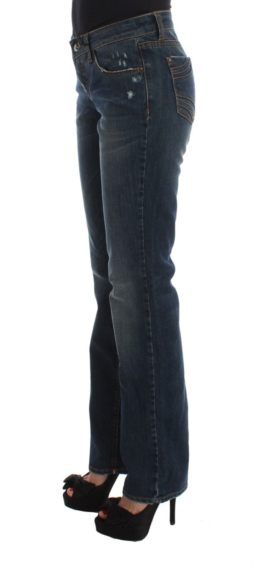 Blaue Bootcut-Jeans aus Baumwollmischung