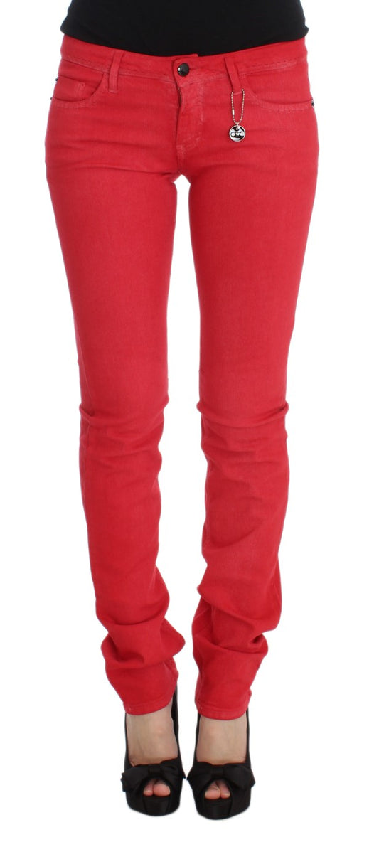 Rote Super Slim Fit Jeans aus Baumwollmischung