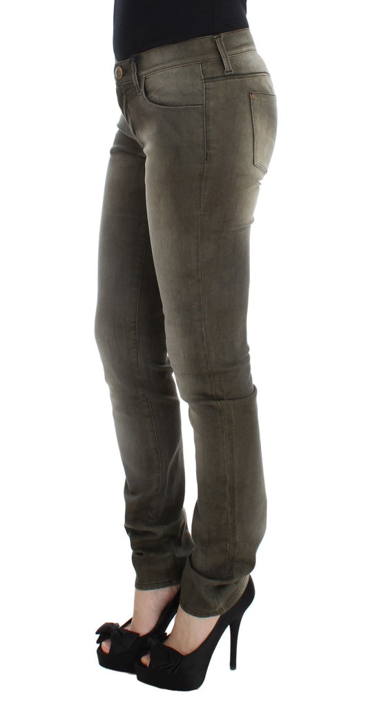 Gray Wash Cotton Blend Slim Fit Jeans