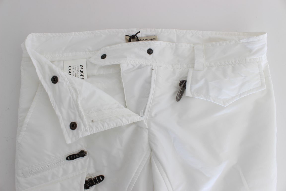 Weiße, gepolsterte Cargohose aus Nylon im Slim Fit