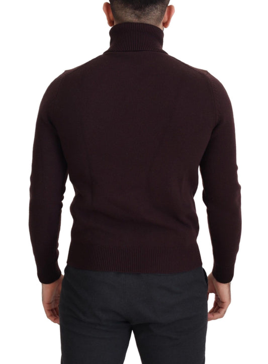 Brauner Rollkragenpullover aus Wolle