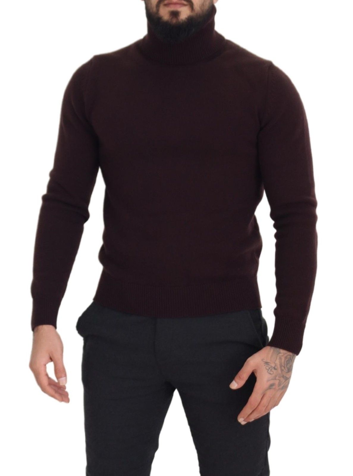 Brauner Rollkragenpullover aus Wolle