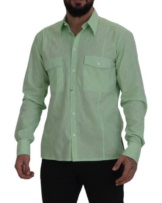 Mintgrünes langärmliges Button-Down-Hemd