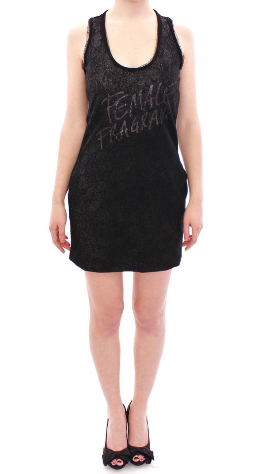Schwarzes Stretch-Minikleid mit Spitzenfutter