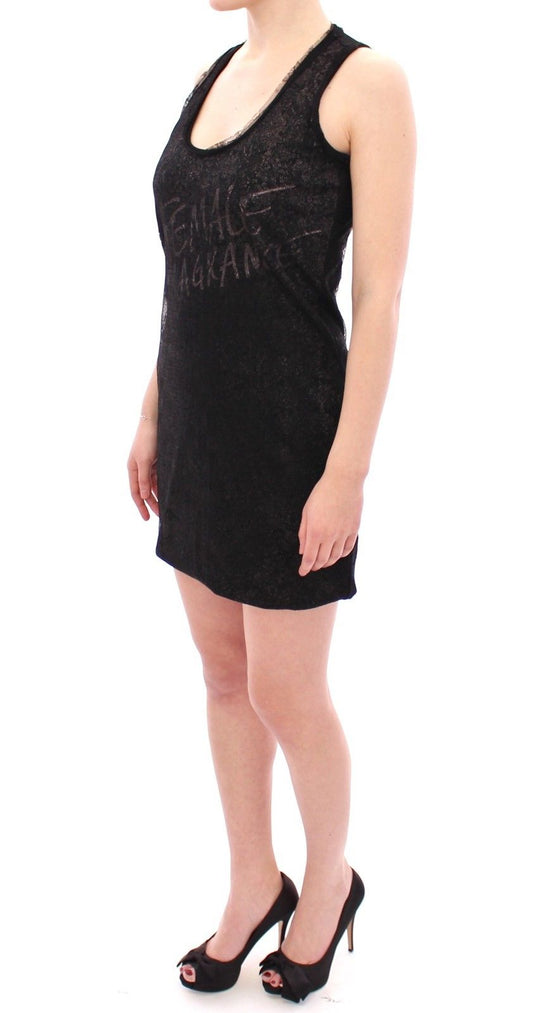 Schwarzes Stretch-Minikleid mit Spitzenfutter