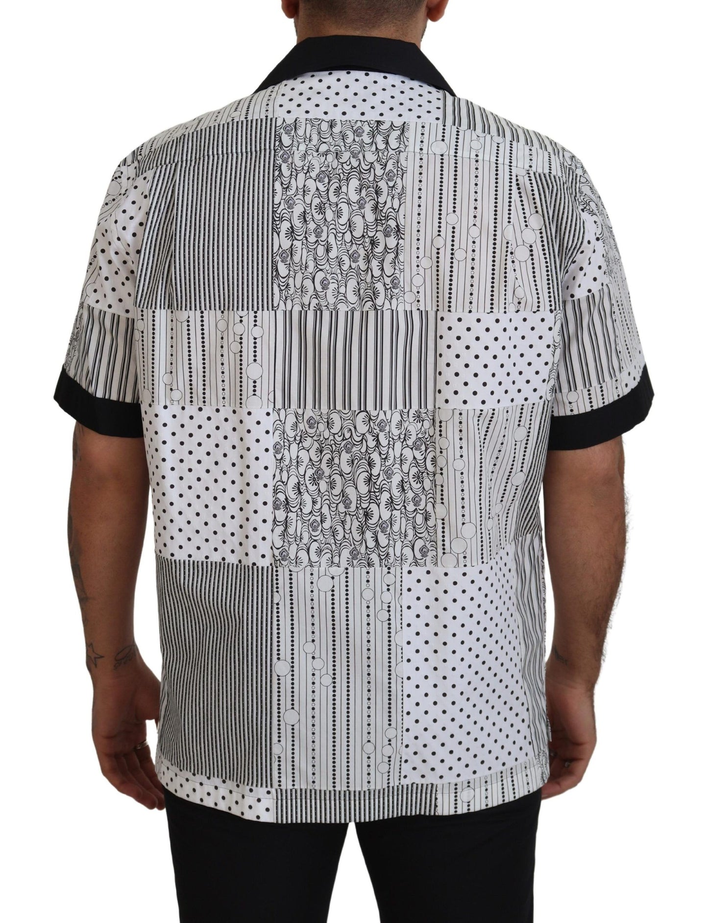 Weiß-schwarz gemustertes Button-Down-Hemd