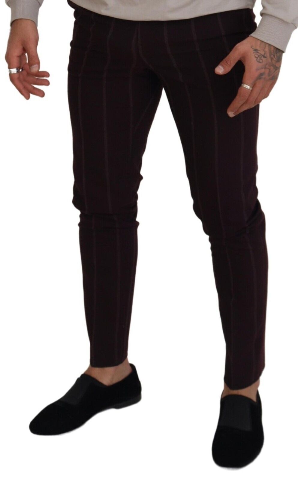 Braun gestreifte Herrenhose Baumwollhose