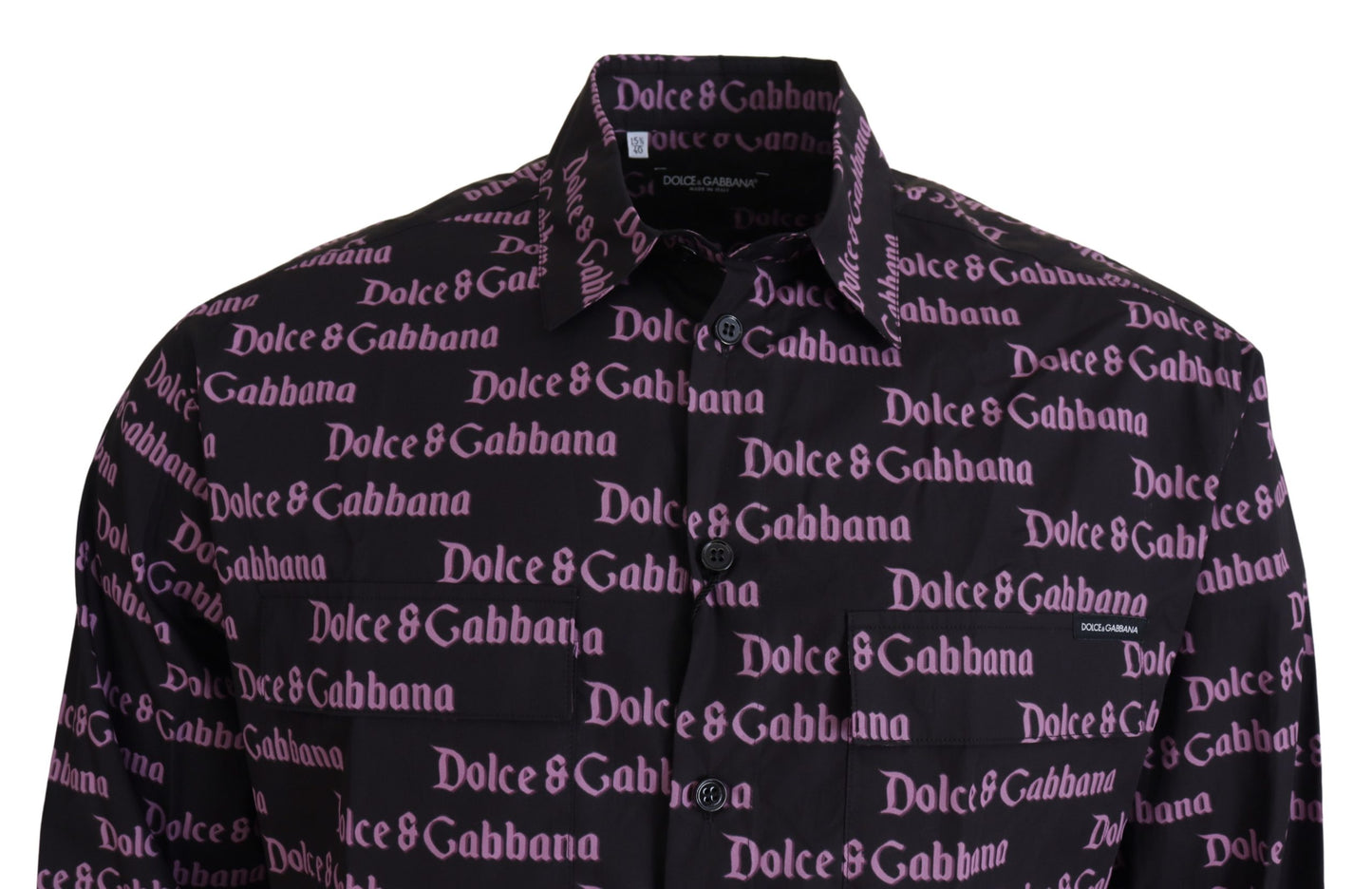 Schwarz-violettes, schmales, formelles Hemd mit Logo