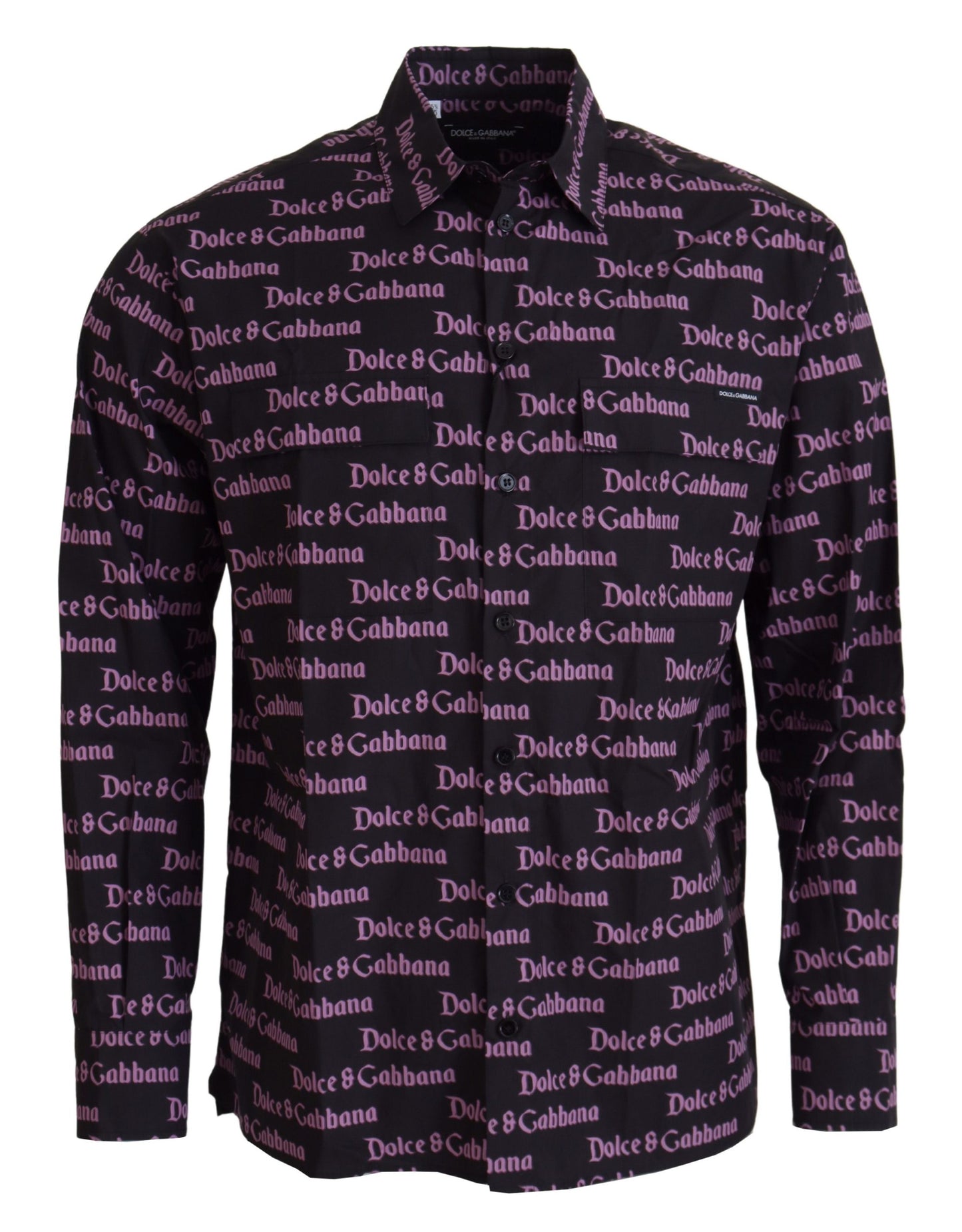 Schwarz-violettes, schmales, formelles Hemd mit Logo