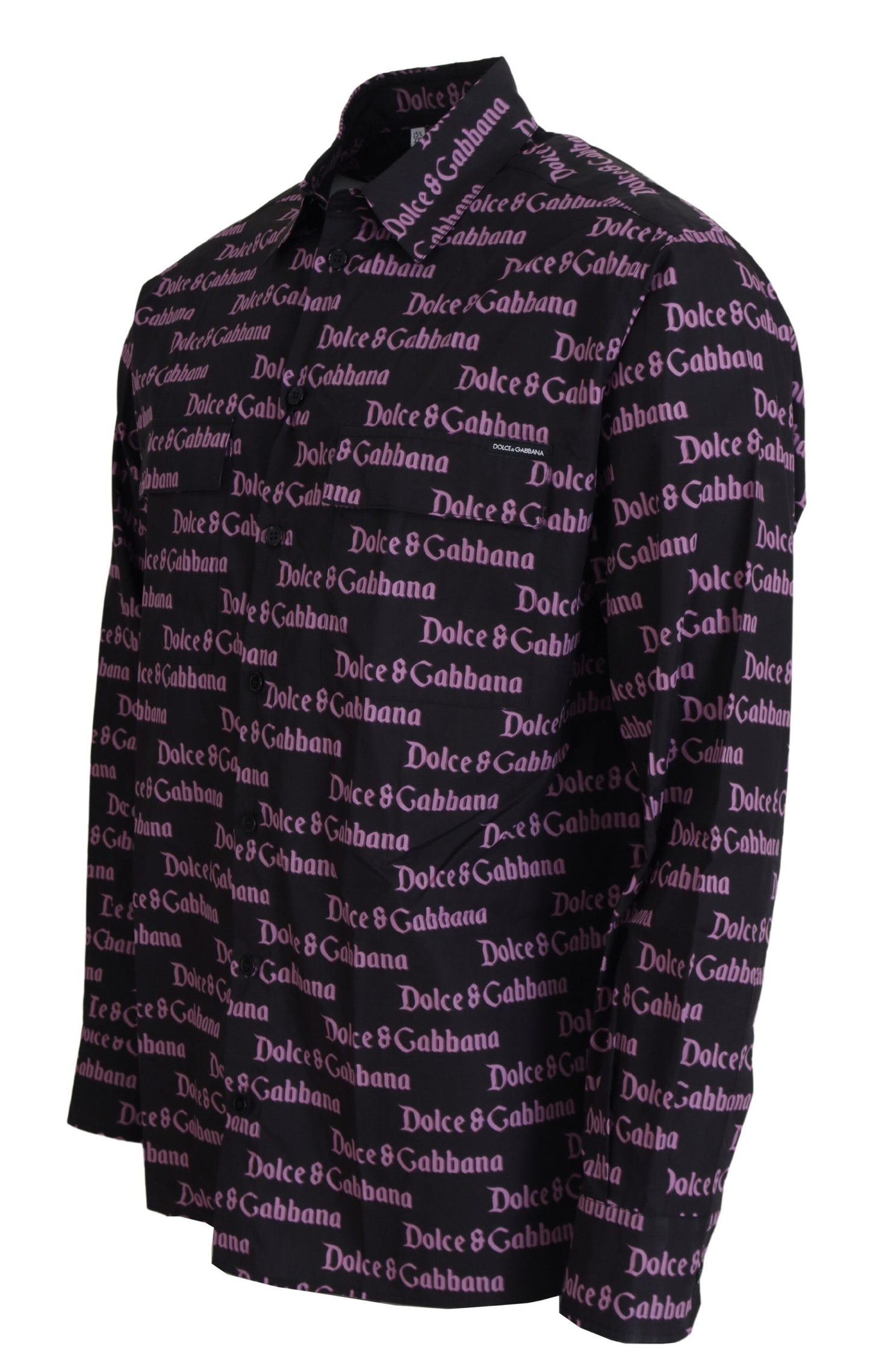 Schwarz-violettes, schmales, formelles Hemd mit Logo