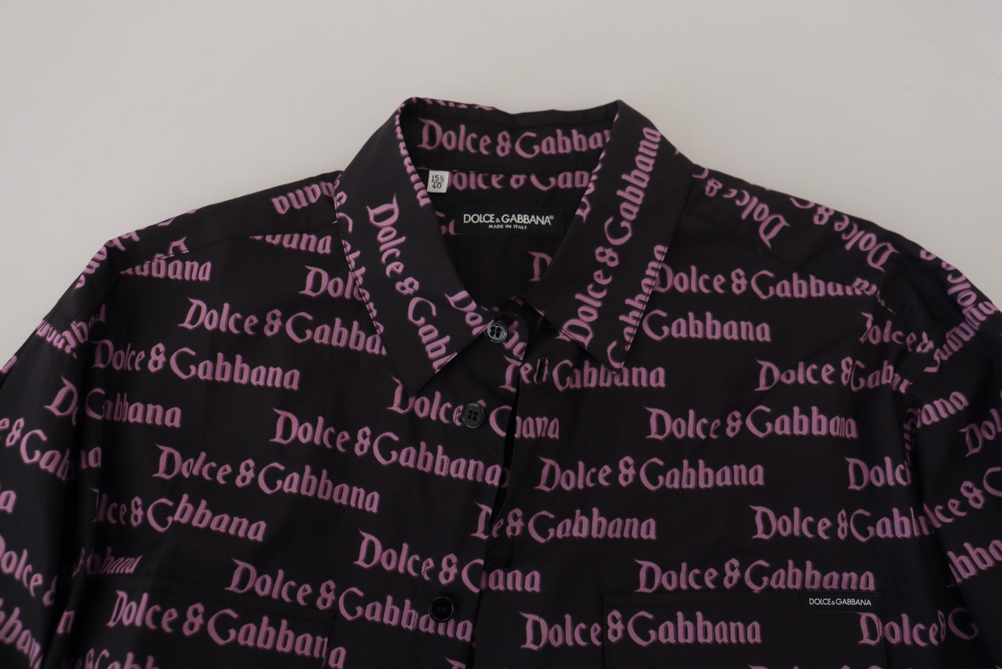 Schwarz-violettes, schmales, formelles Hemd mit Logo