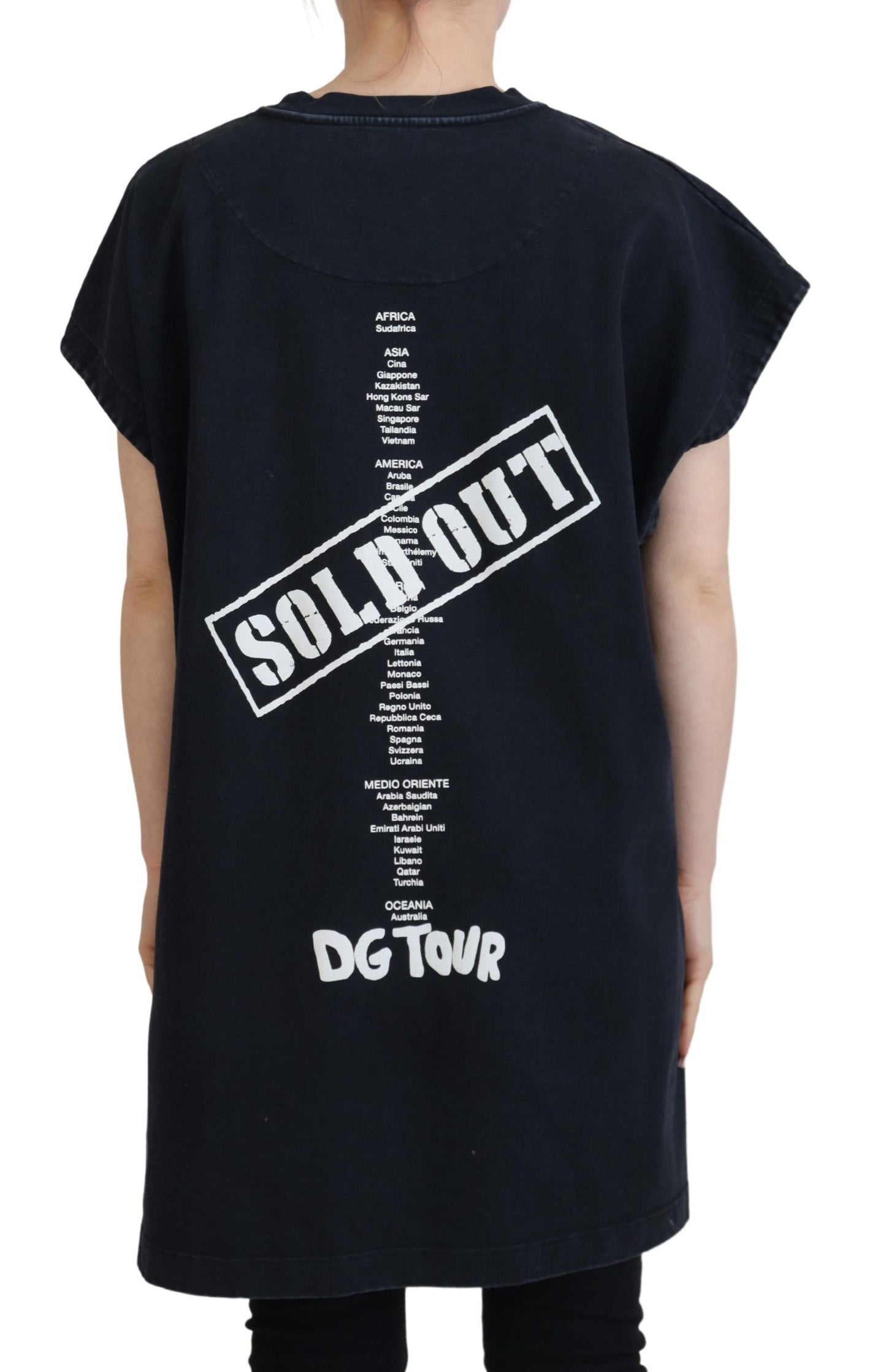 Schwarzes D&amp;G Fashion Rundhals-T-Shirt aus Baumwolle