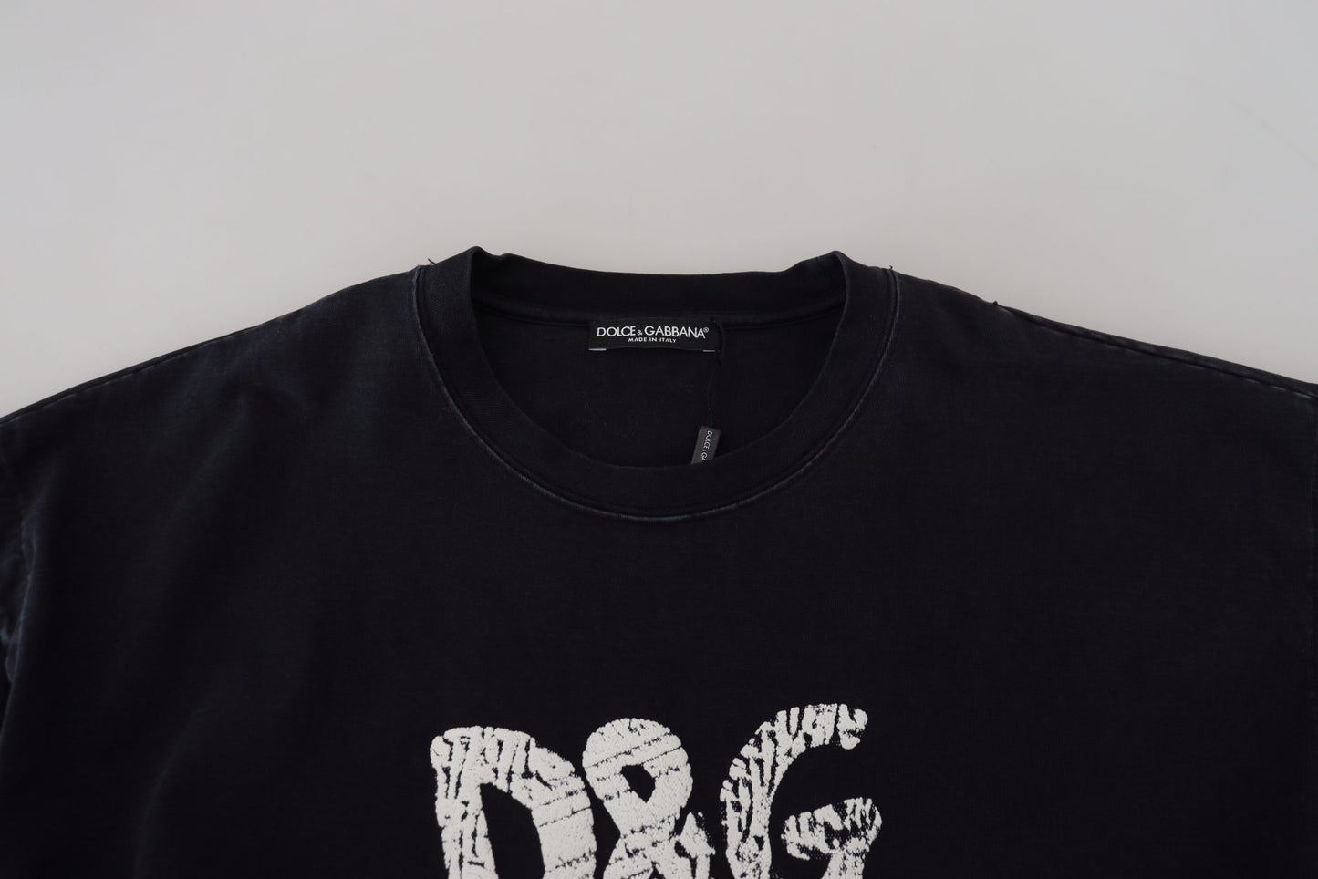 Schwarzes D&amp;G Fashion Rundhals-T-Shirt aus Baumwolle
