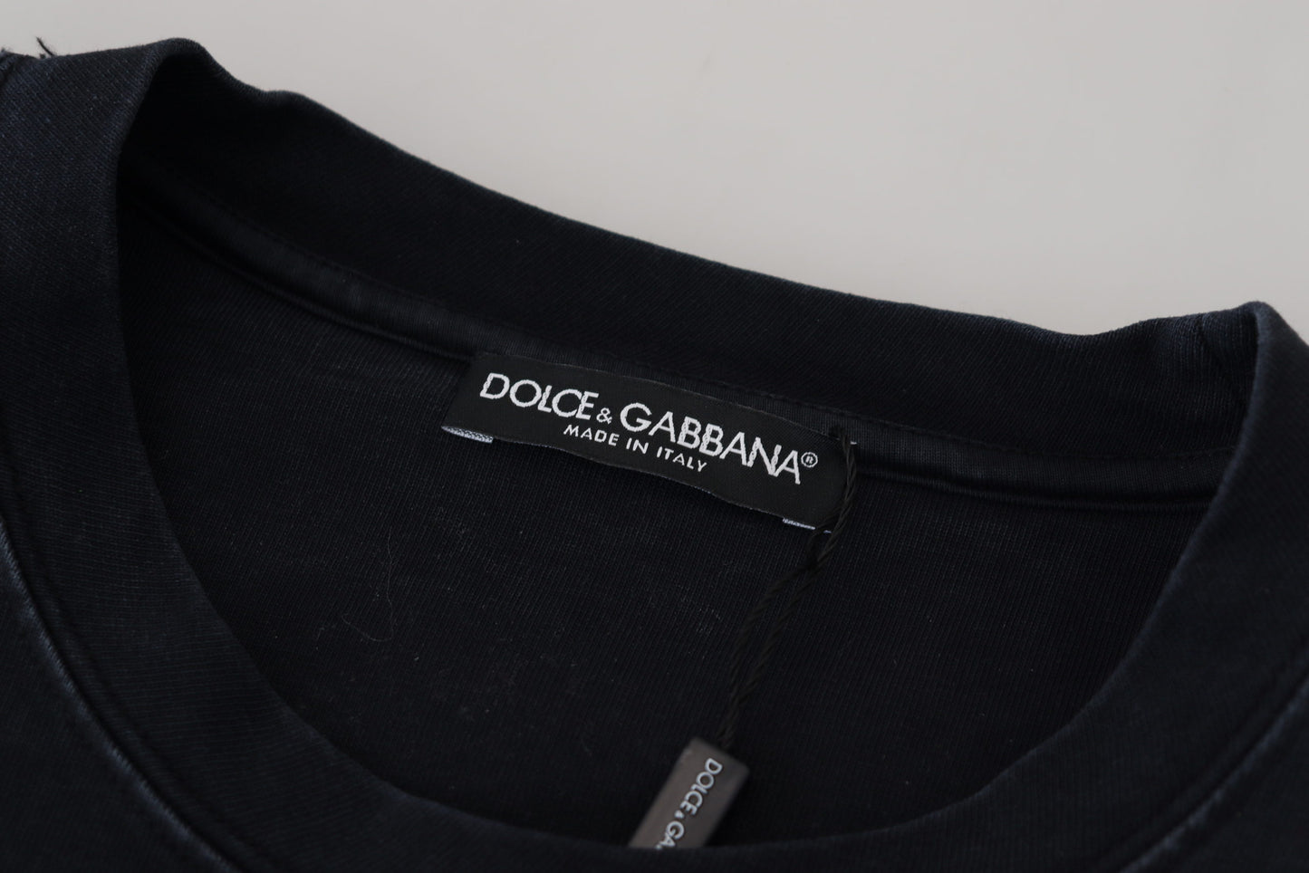 Schwarzes D&amp;G Fashion Rundhals-T-Shirt aus Baumwolle