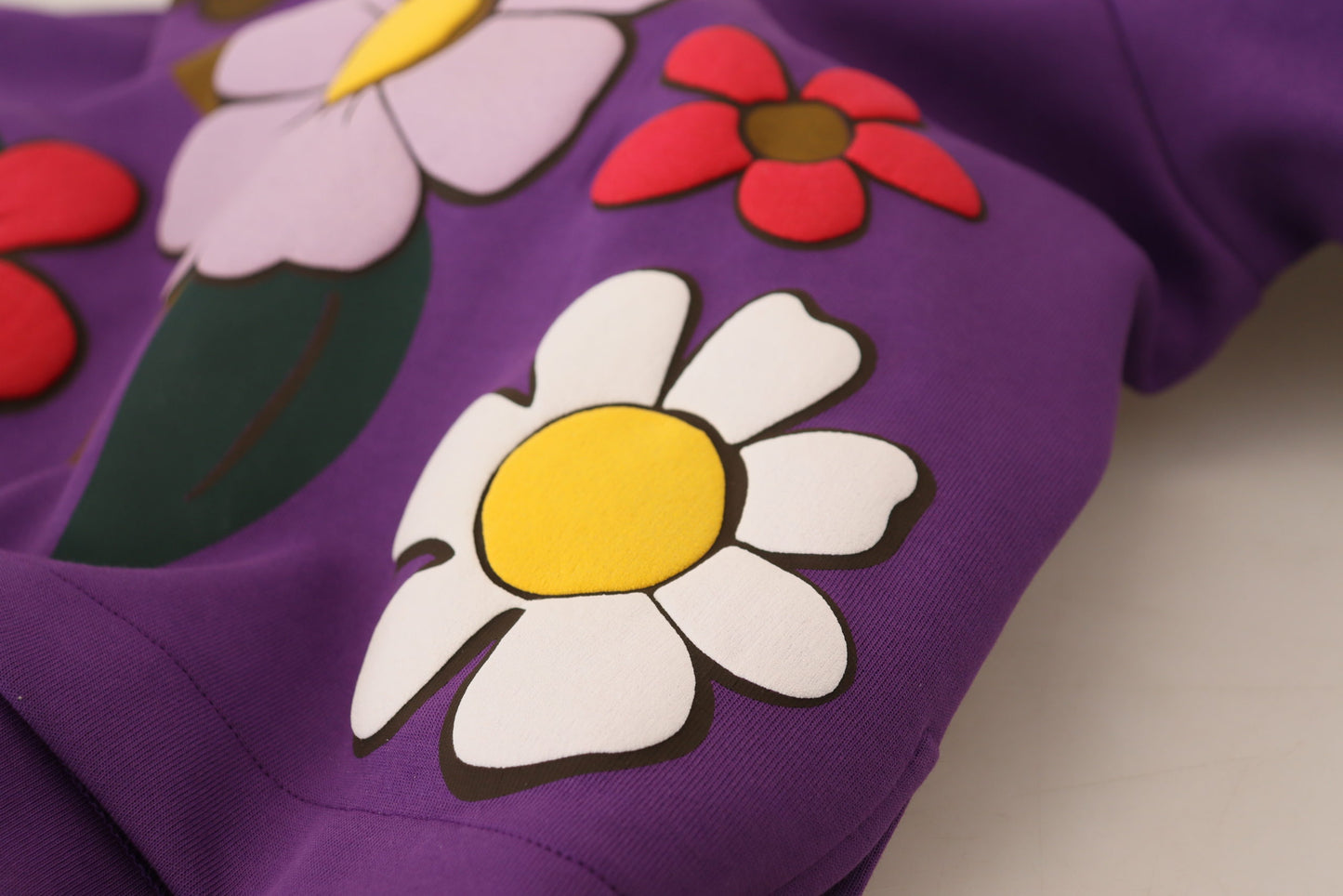 Lilafarbener Pullover aus Baumwolle mit Blumenmuster