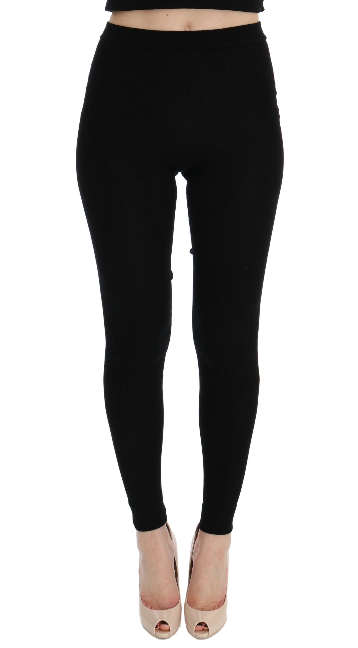Schwarze Slim Fit Kaschmirhose für Damen