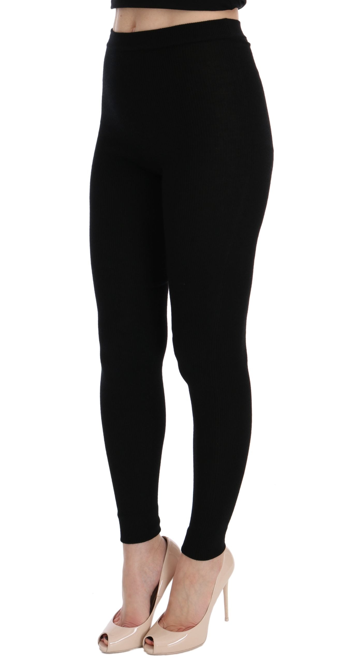 Schwarze Slim Fit Kaschmirhose für Damen