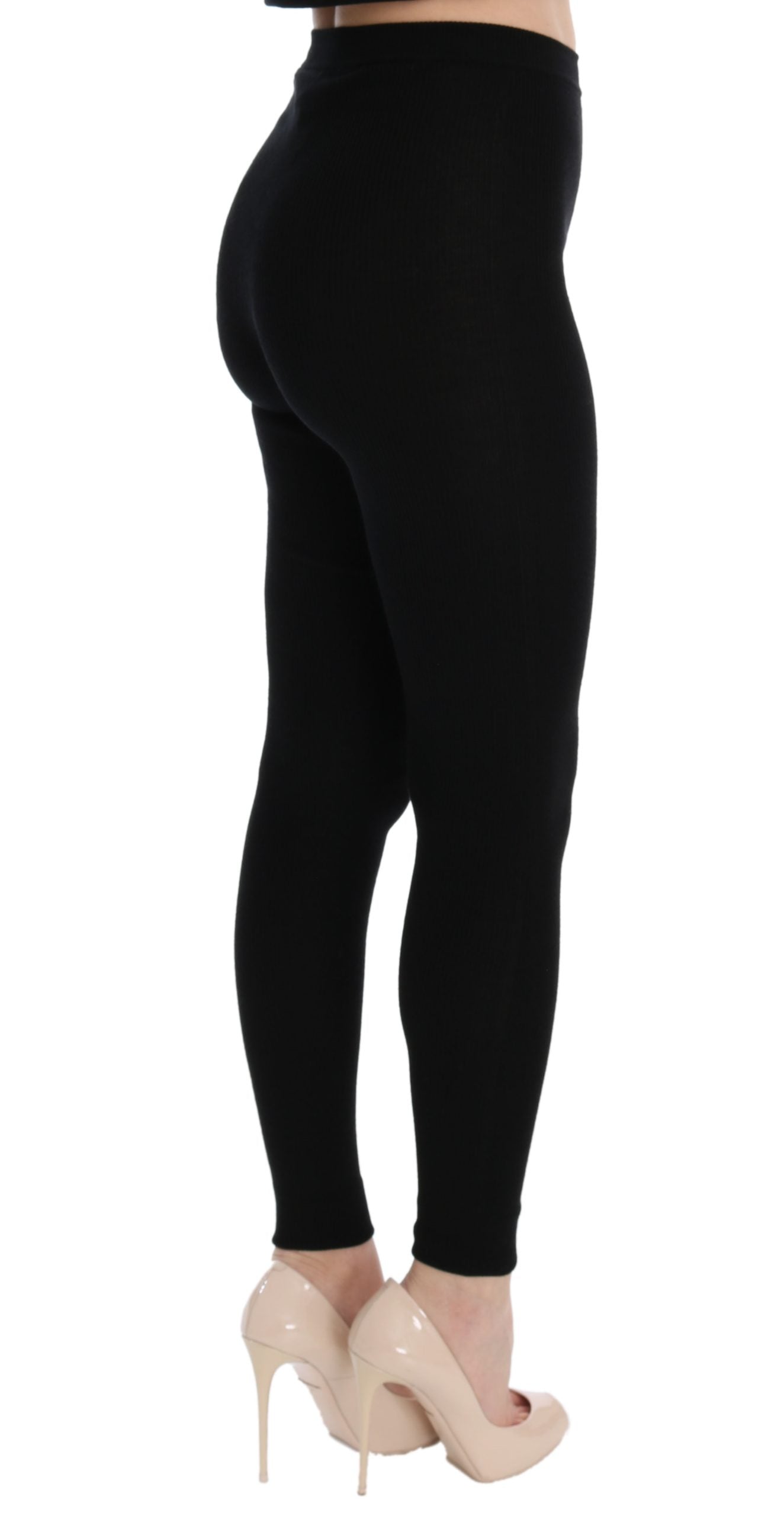 Schwarze Slim Fit Kaschmirhose für Damen