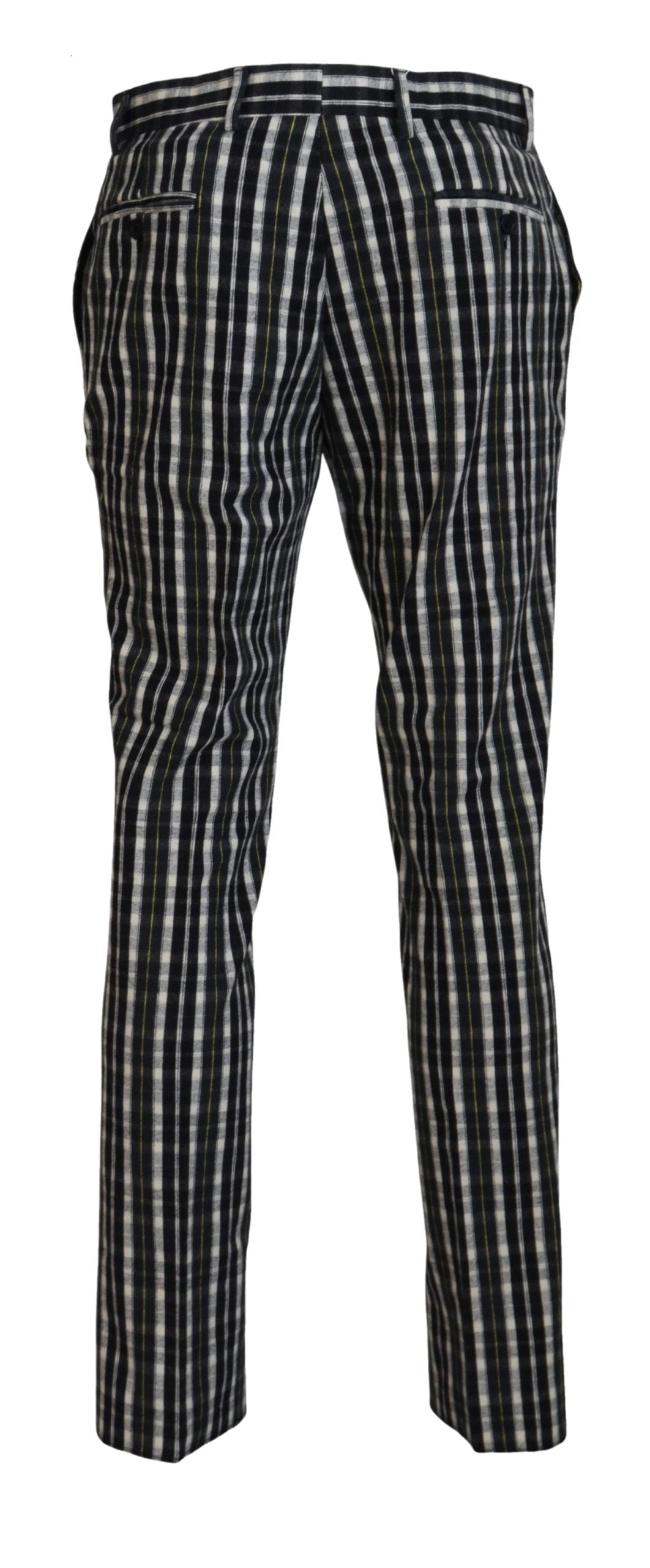 Schwarze karierte Freizeithose aus Baumwolle