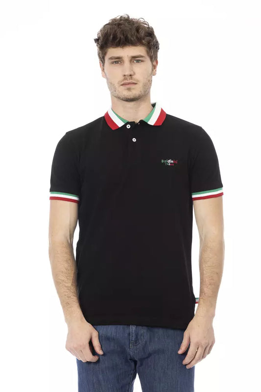 Schwarzes Herren-Poloshirt aus Baumwolle