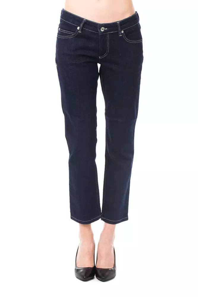 Blue Cotton Women Capri Jean
