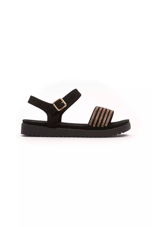 Goldfarbene Textil-Sandalen für Damen