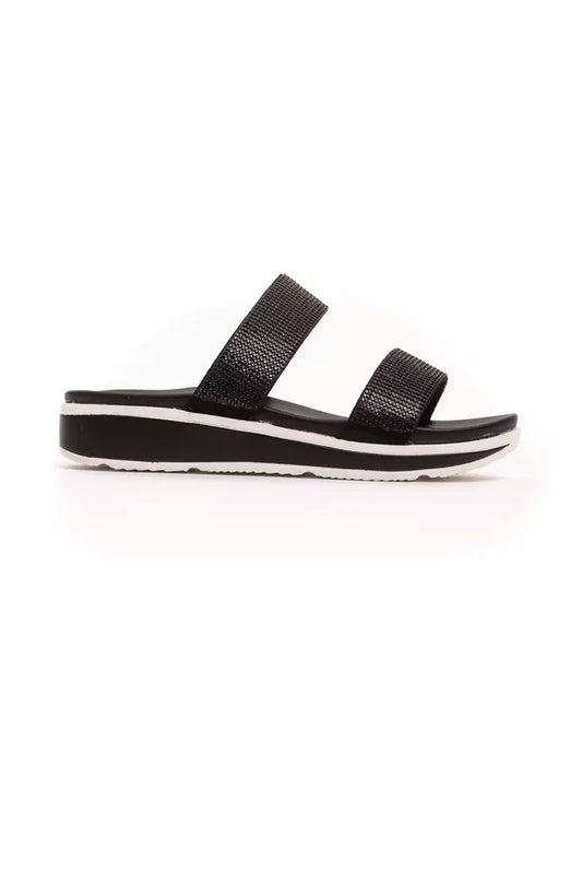 Schwarze Textilsandale für Damen