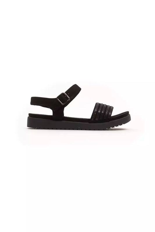Schwarze Textilsandale für Damen