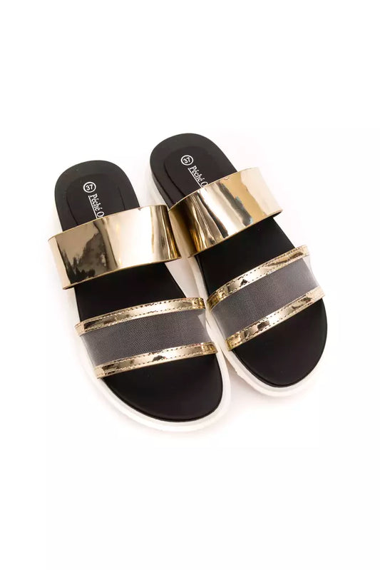 Goldfarbene Polyethylen-Sandale für Damen