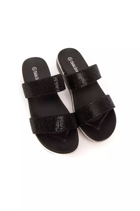 Schwarze Textilsandale für Damen