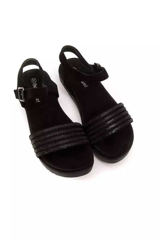 Schwarze Textilsandale für Damen