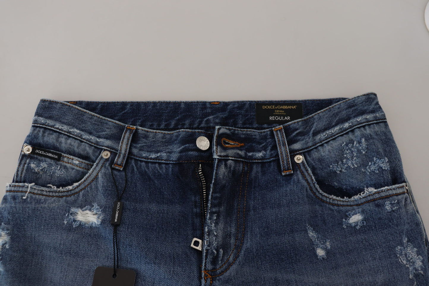 Blaue zerfetzte Herren-Jeans aus Baumwolle