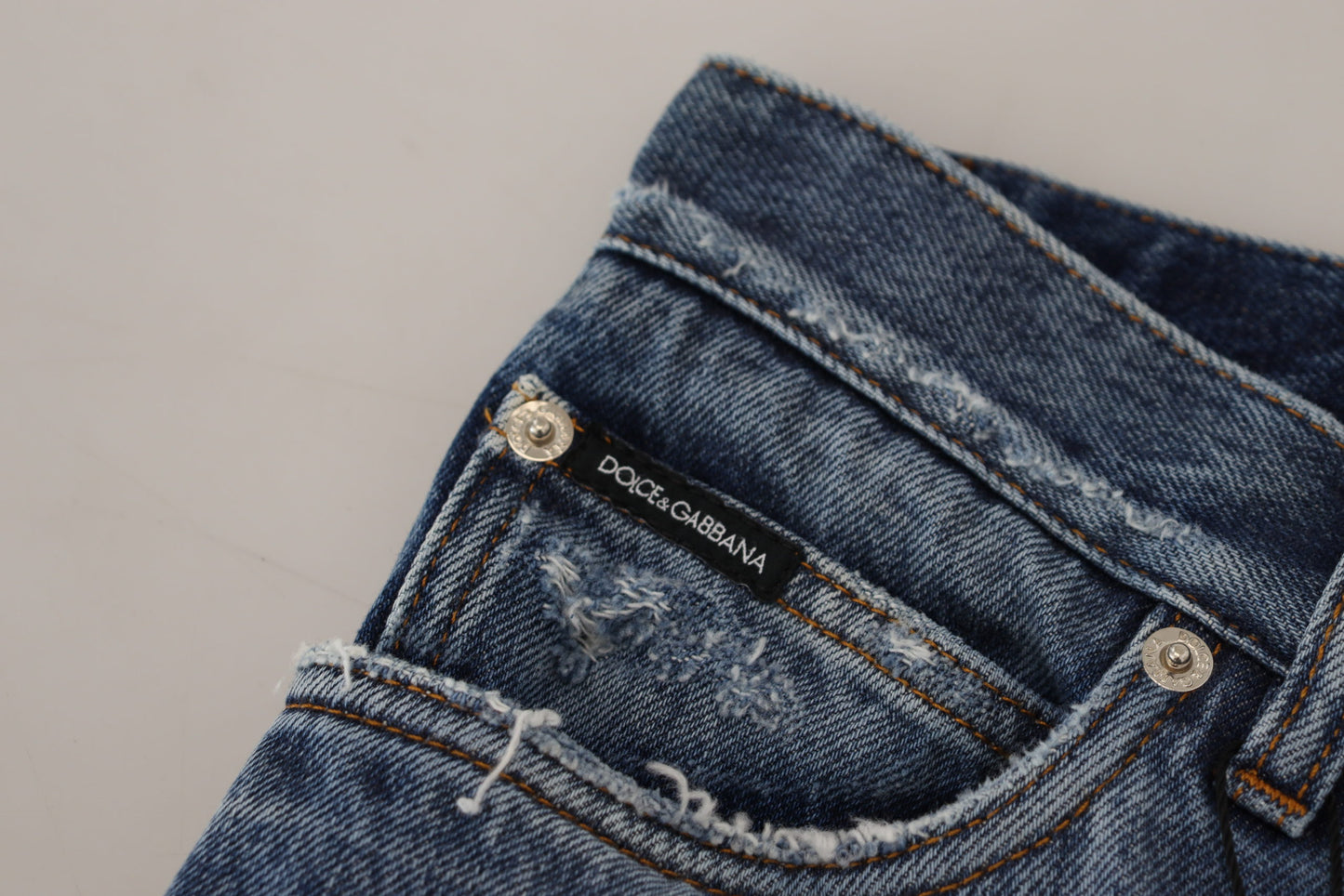 Blaue zerfetzte Herren-Jeans aus Baumwolle